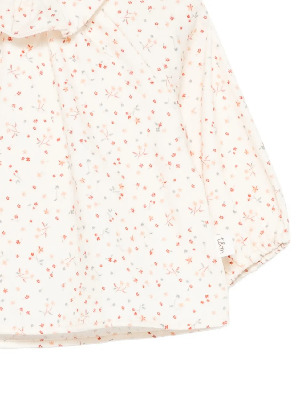 TEDDY & MINOU Shirt met bloemenprint en franje Beige