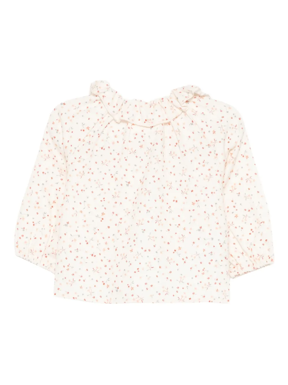 TEDDY & MINOU frilled-neck floral-print blouse - Beige
