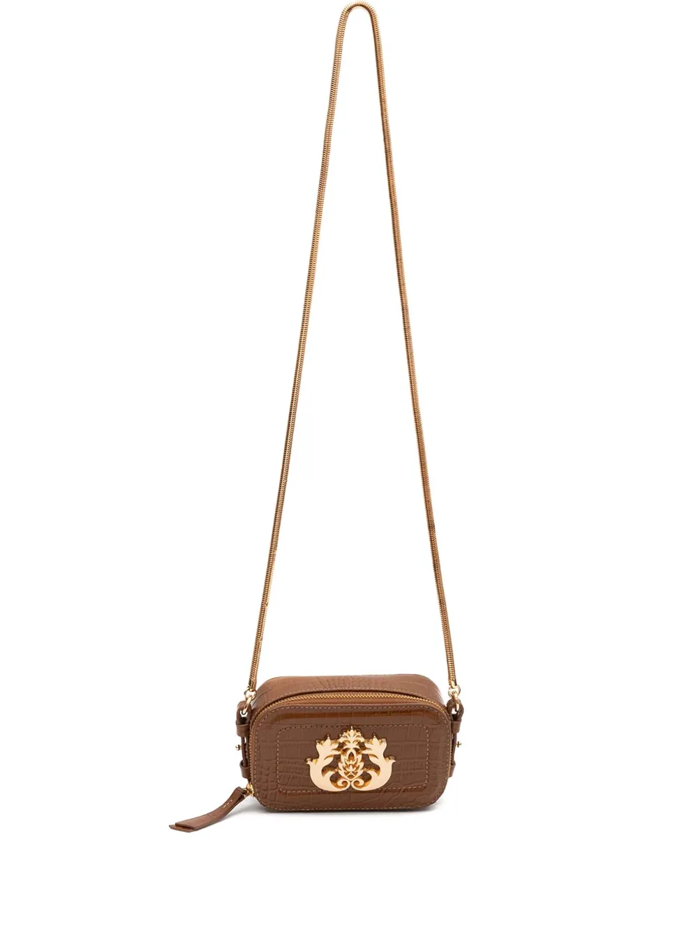 Isla Dance mini-tas met krokodillen-reliëf en logoplakkaat Bruin