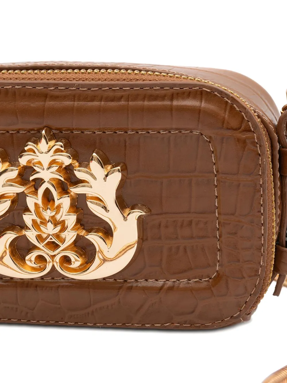Isla Dance mini-tas met krokodillen-reliëf en logoplakkaat Bruin