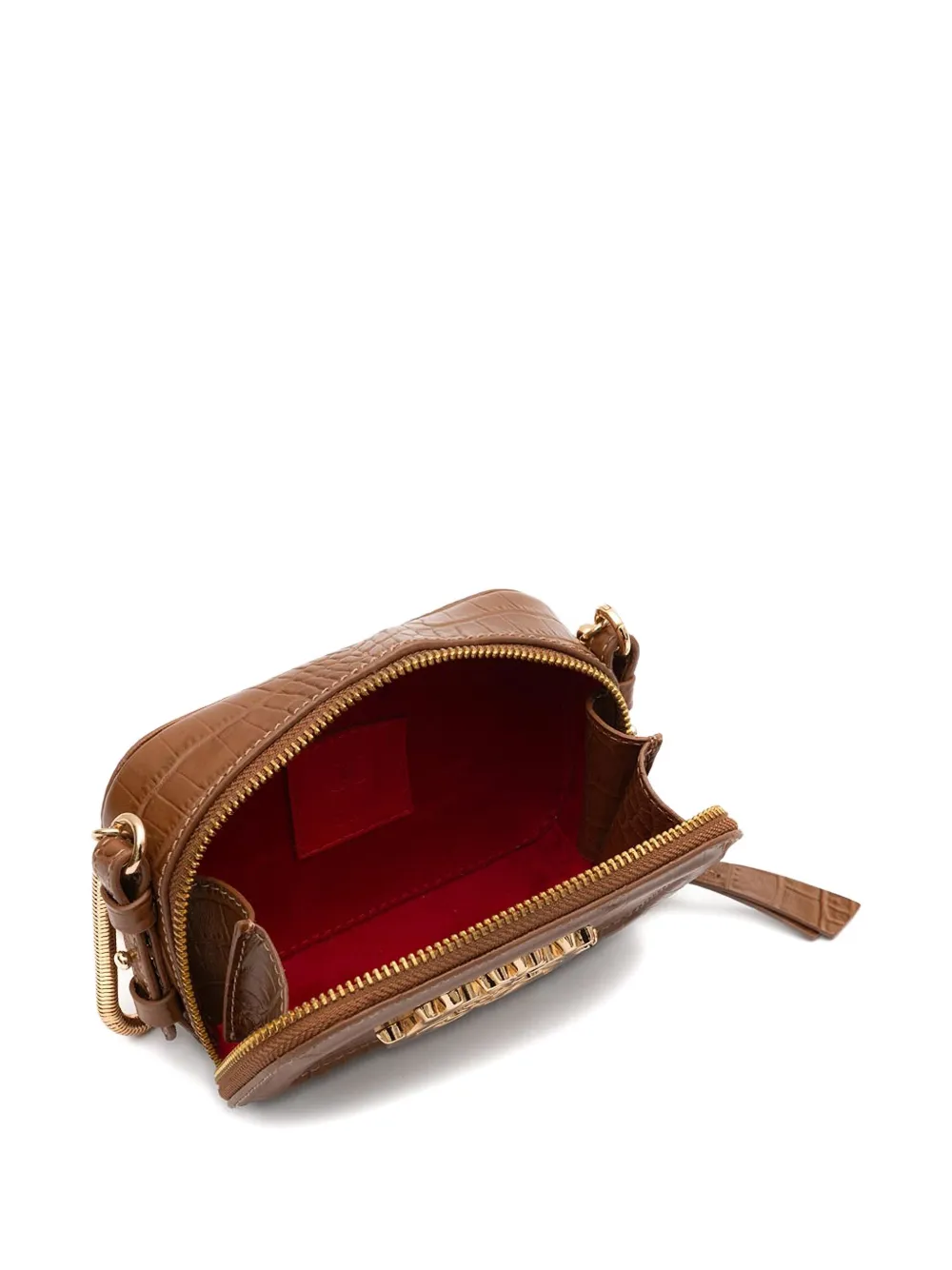 Isla Dance mini-tas met krokodillen-reliëf en logoplakkaat Bruin