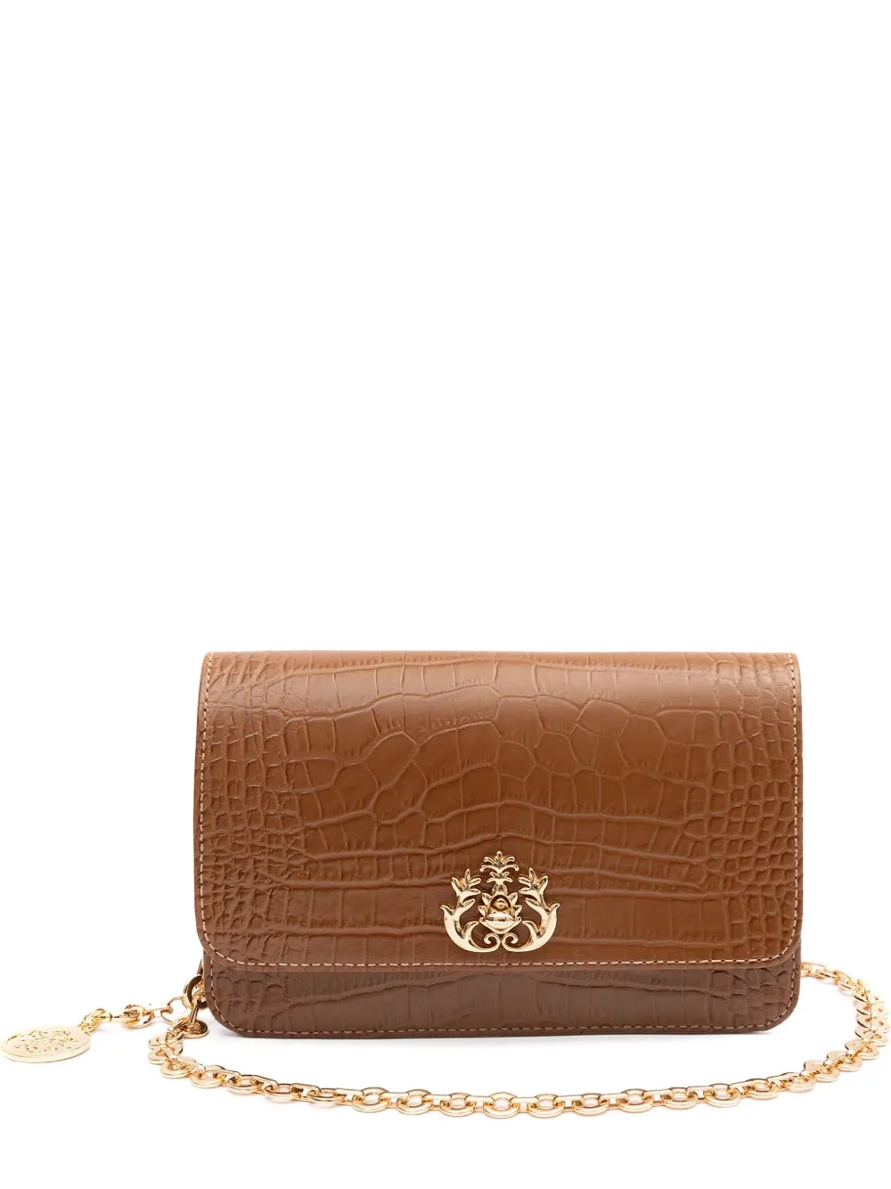 &isla Forever Crocodile-embossed Chain Mini Bag In Brown