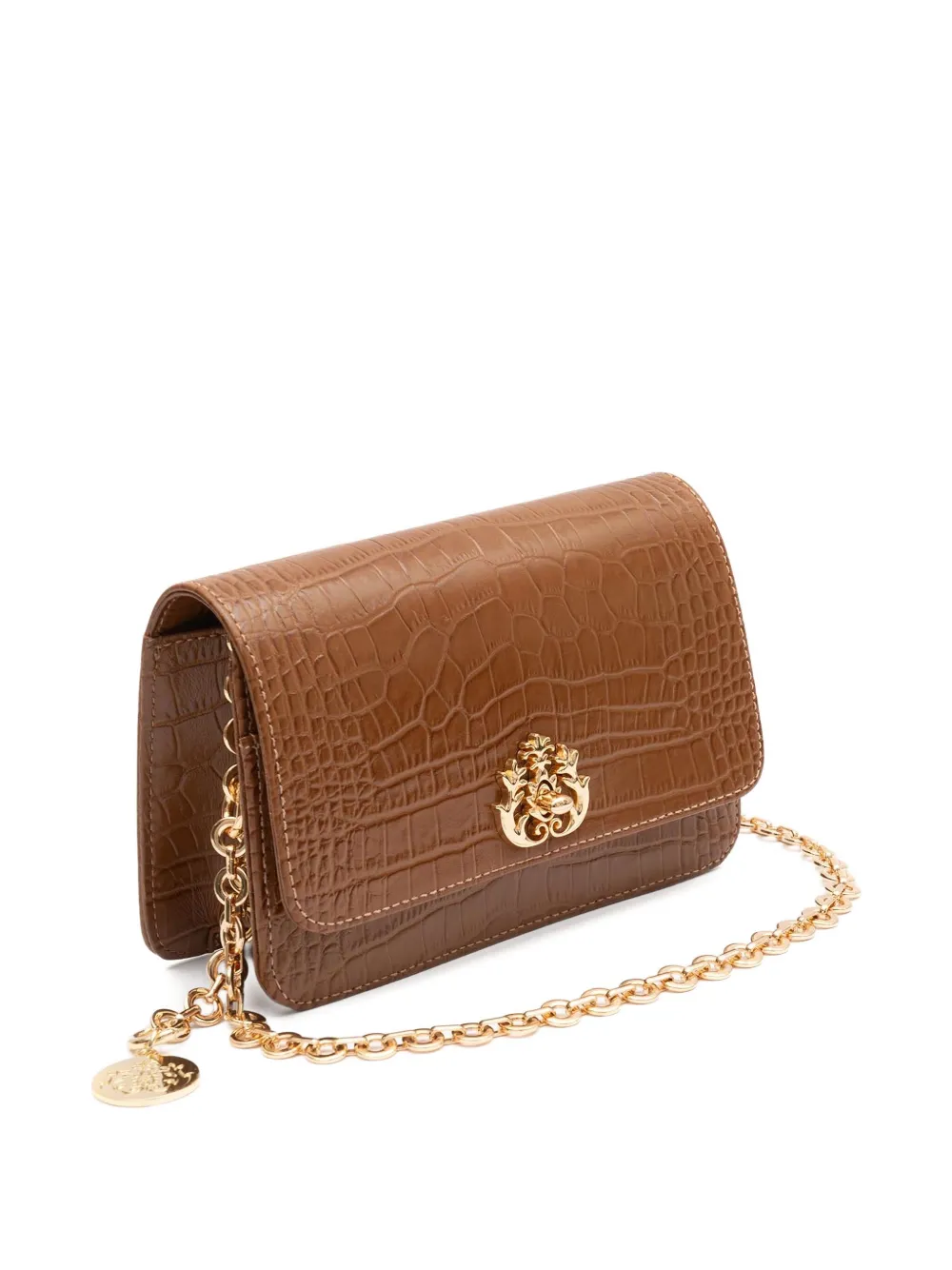 &isla Forever Crocodile-embossed Chain Mini Bag In Brown