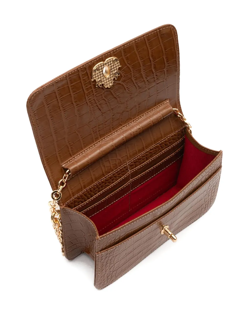 &isla Forever Crocodile-embossed Chain Mini Bag In Brown