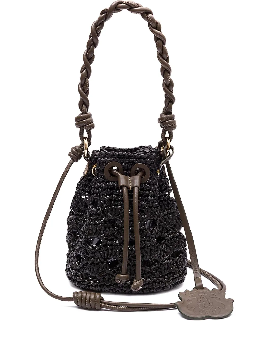 Isla braided-handle crochet mini bag | Black | Image 1