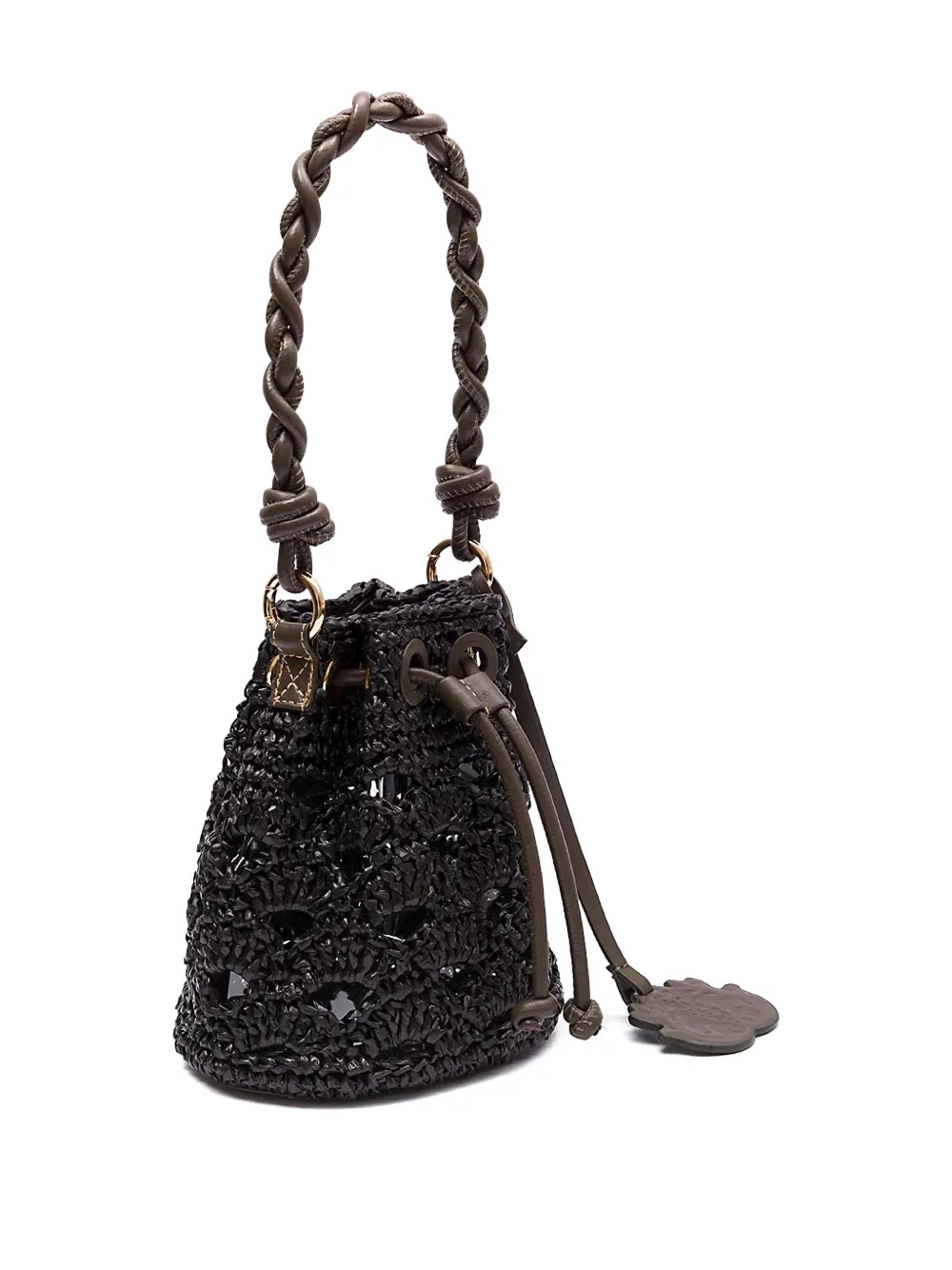  Isla Braided-handle Crochet Mini Bag - Black 