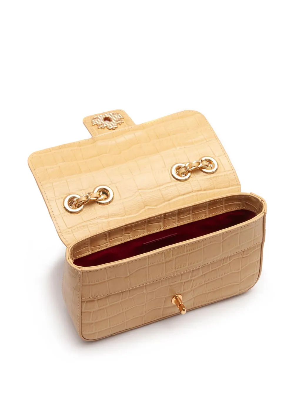 Isla Anne schoudertas met krokodillen-reliëf Beige