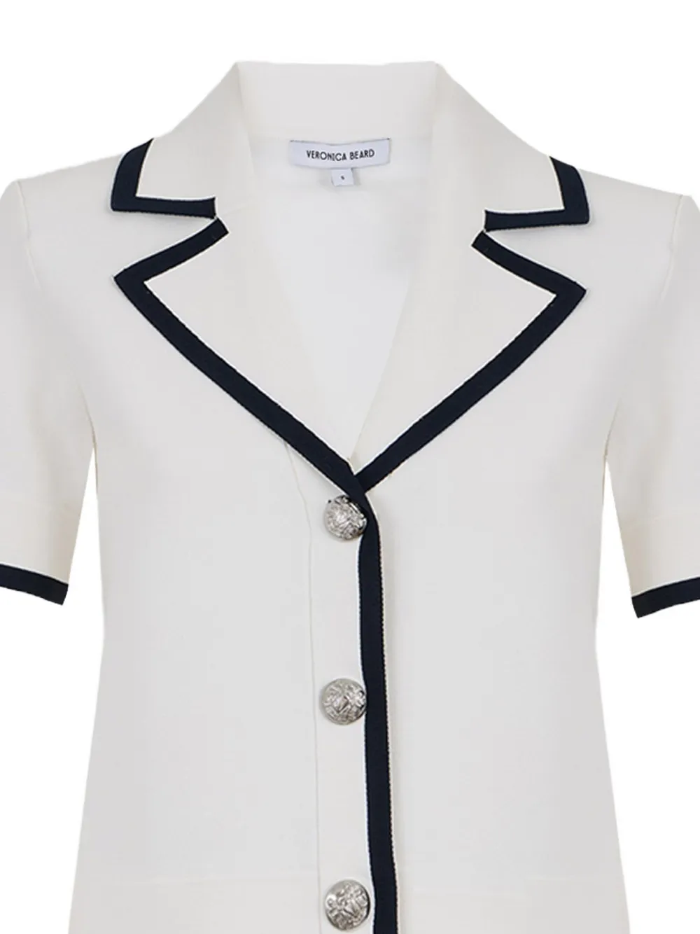 Veronica Beard Stovall Short-sleeve Knitted Jacket In White