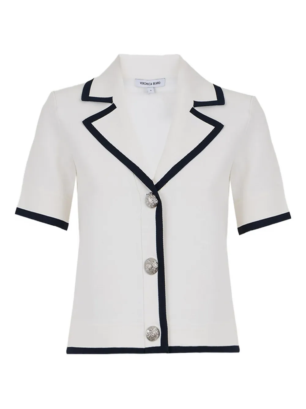 Veronica Beard Stovall Short-sleeve Knitted Jacket In White