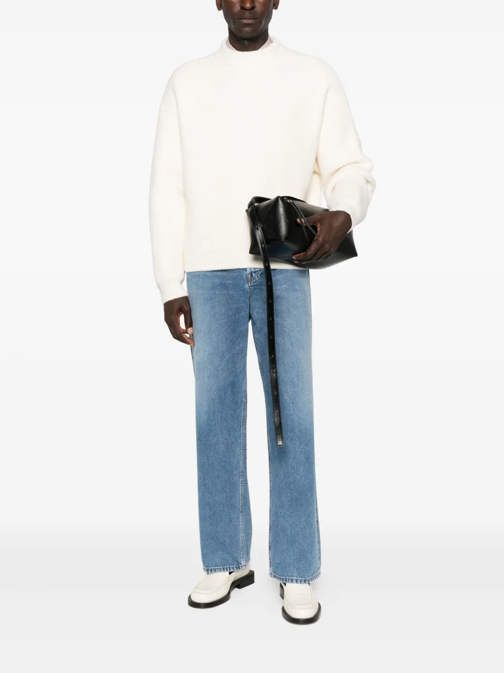 Jil Sander Logo-print Leather Tote Bag In Black