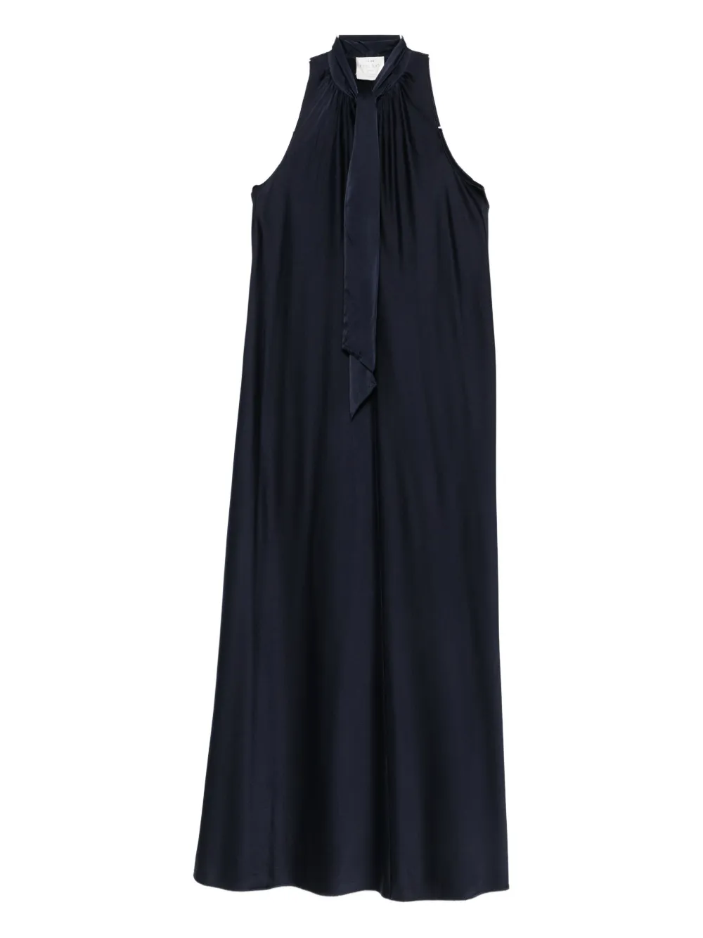 Forte Forte Dark Blue Tie-neck Maxi Dress In Black