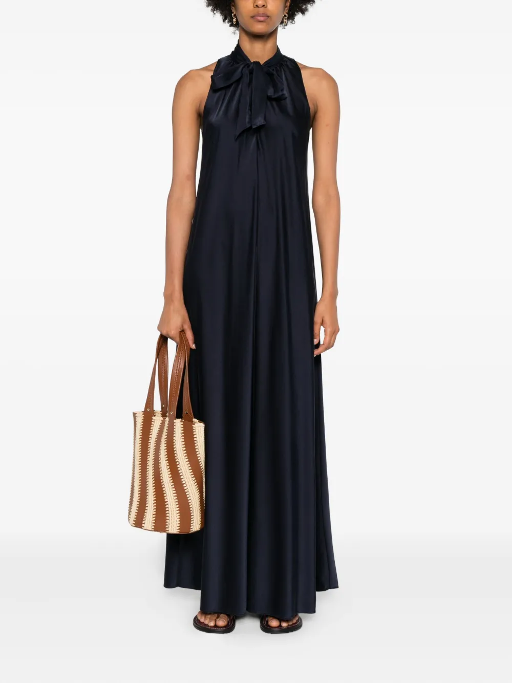 Forte Forte tie-neck maxi dress - Blauw
