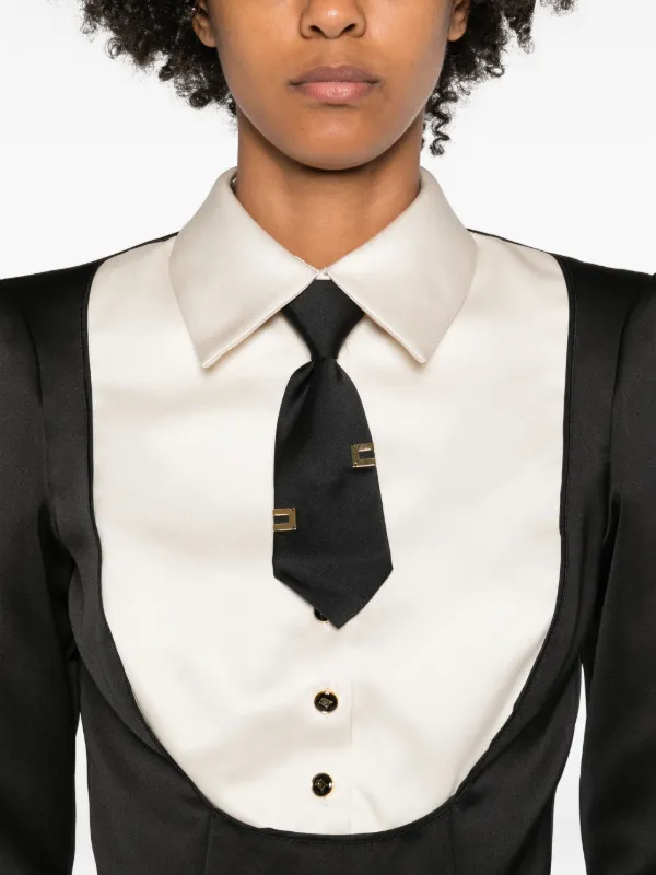 Elisabetta Franchi neck-tie Playsuit | Black | FARFETCH