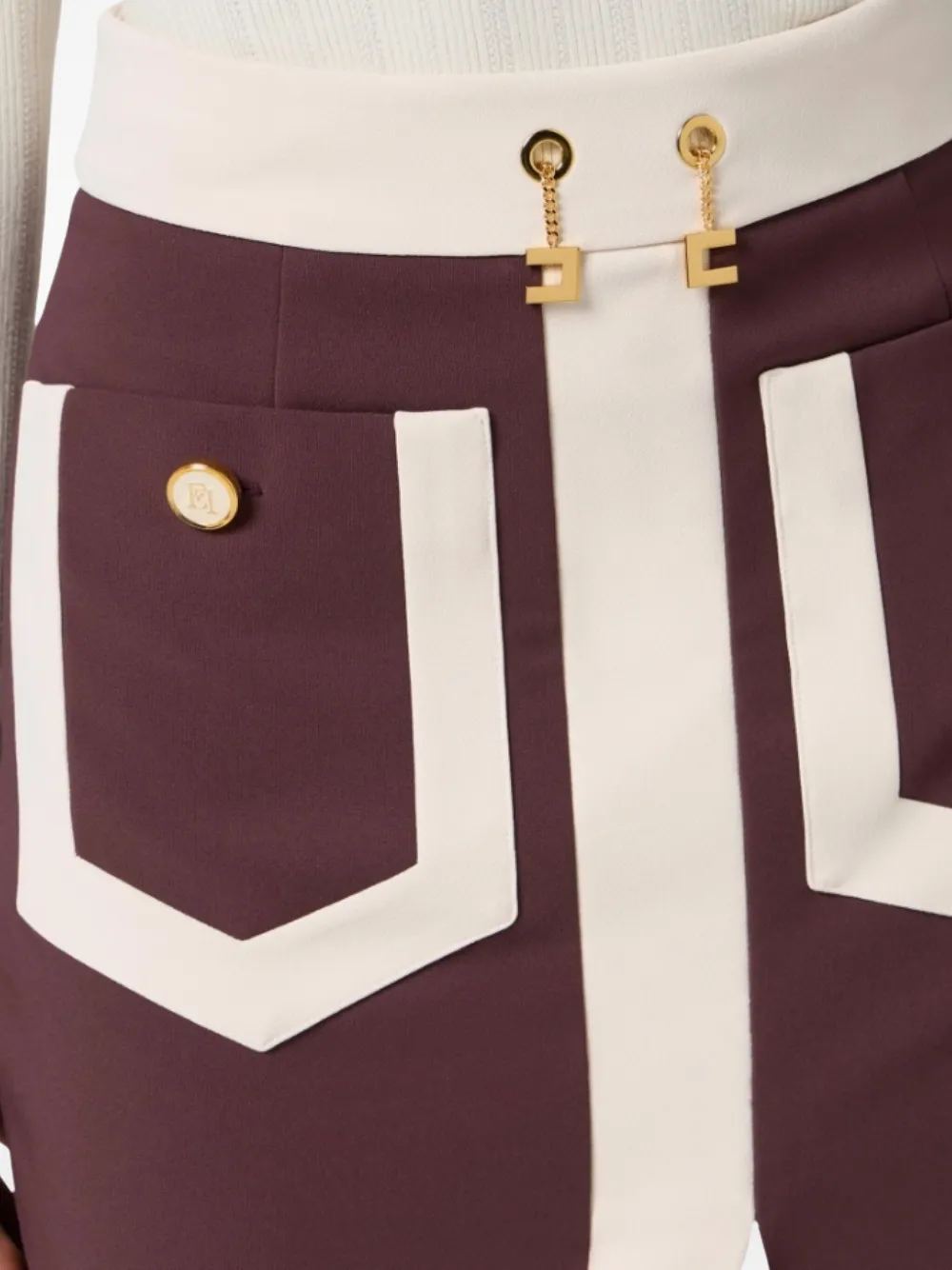 Elisabetta Franchi Patch-pocket Midi Skirt In Brown