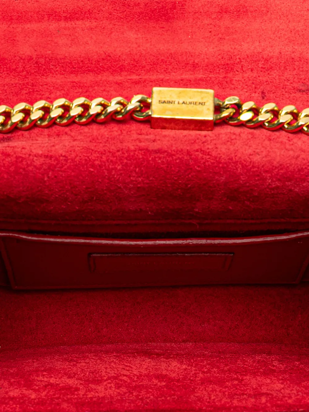 Pre-owned Saint Laurent 2013 Small Leather Monogram Kate Tassel Crossbody Bag In Red
