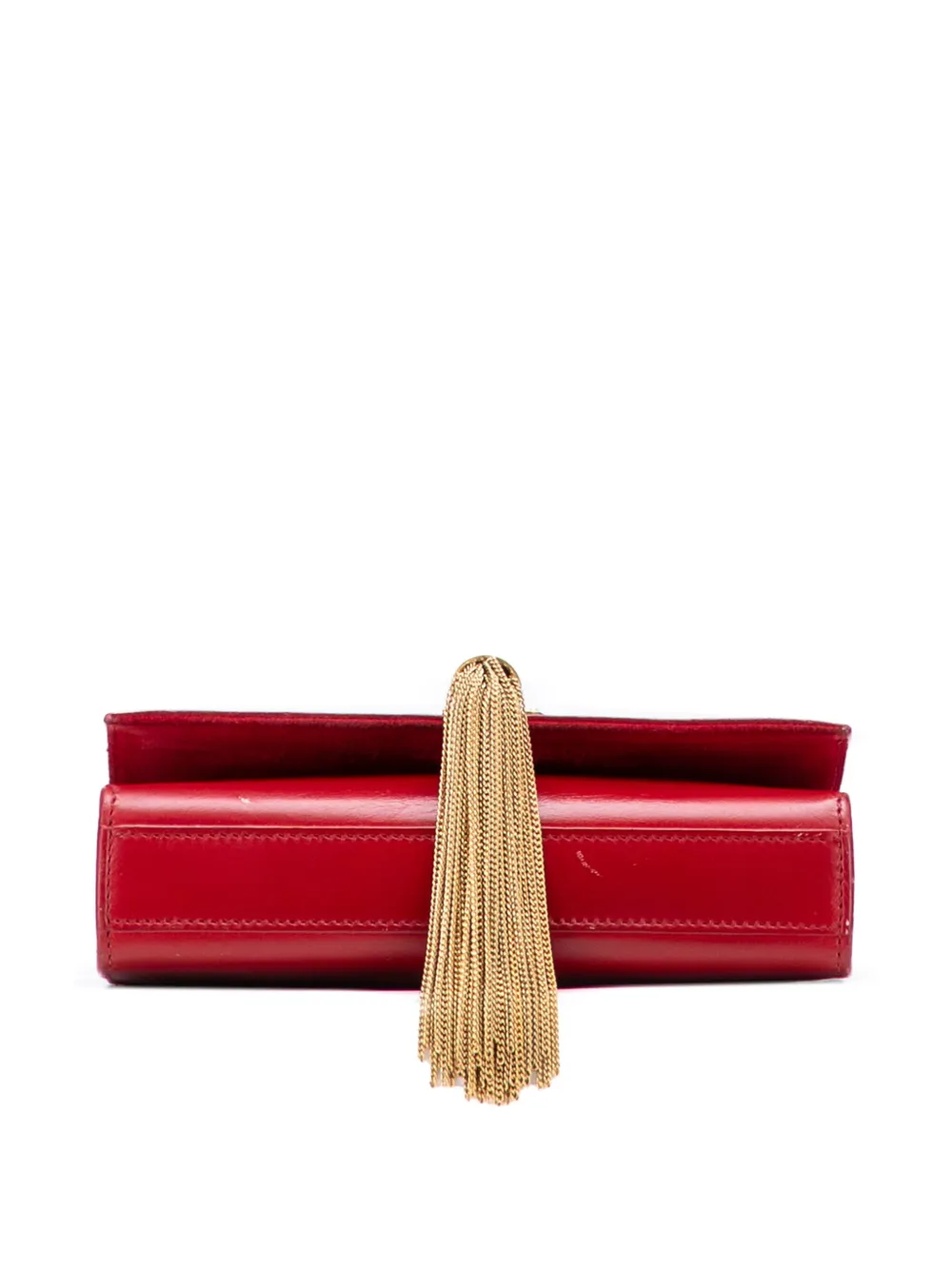 Pre-owned Saint Laurent 2013 Small Leather Monogram Kate Tassel Crossbody Bag In Red