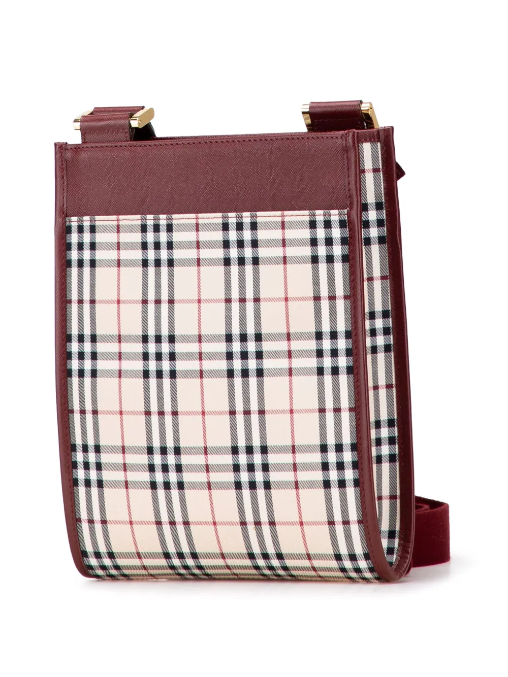 Pre-owned Burberry 2000-2017 House Check Canvas Crossbody Bag In Red
