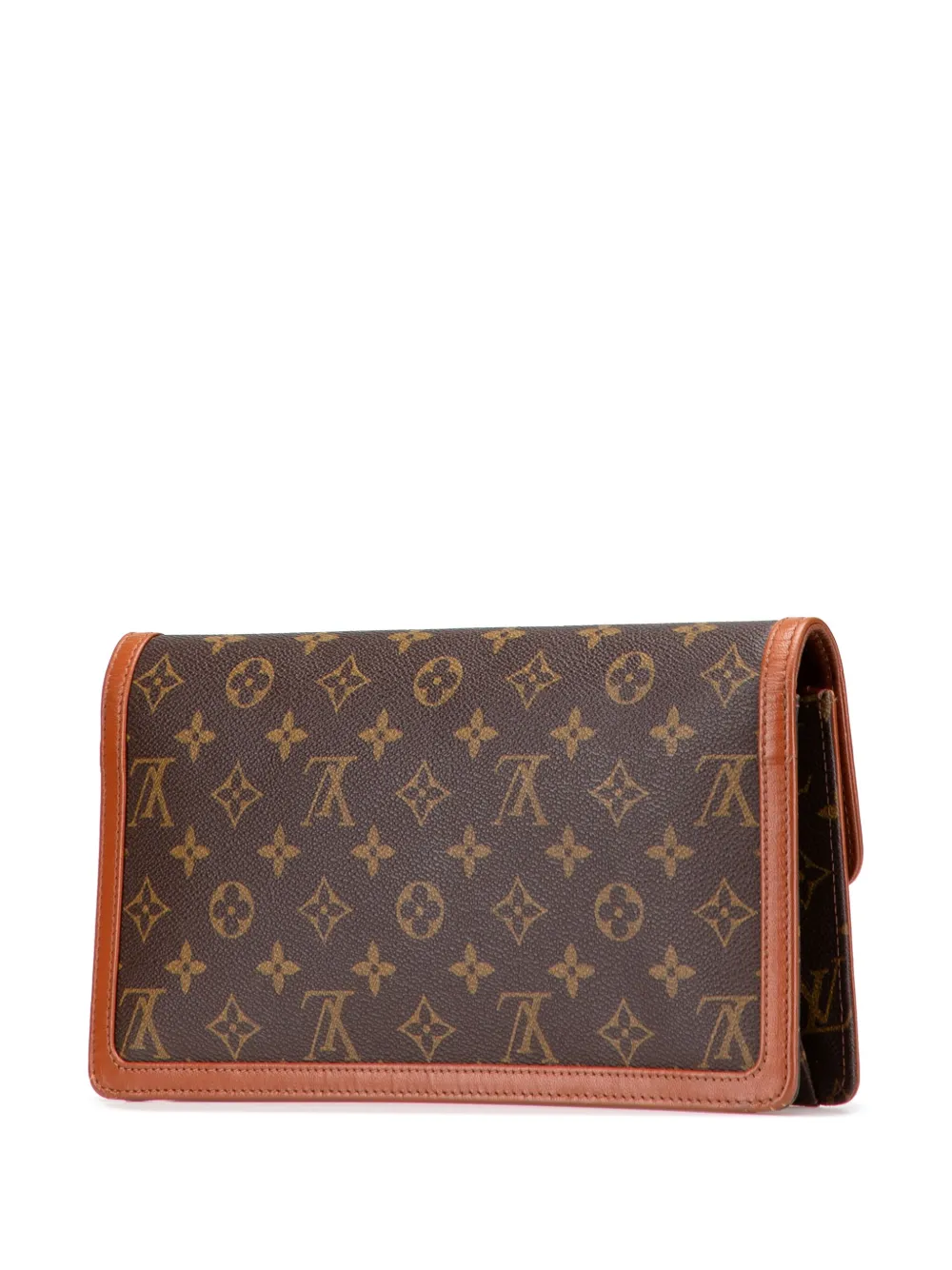 Pre-owned Louis Vuitton 1988 Monogram Pochette Dame Gm Clutch Bag In Brown