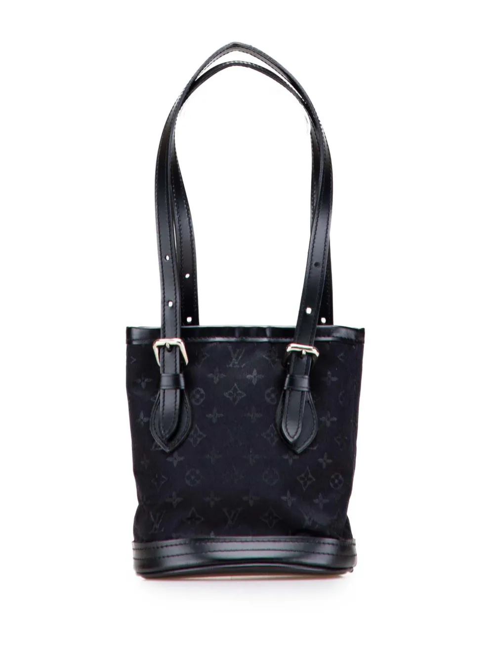 Pre-owned Louis Vuitton 2001 Monogram Mini Satin Bucket Bag In Black