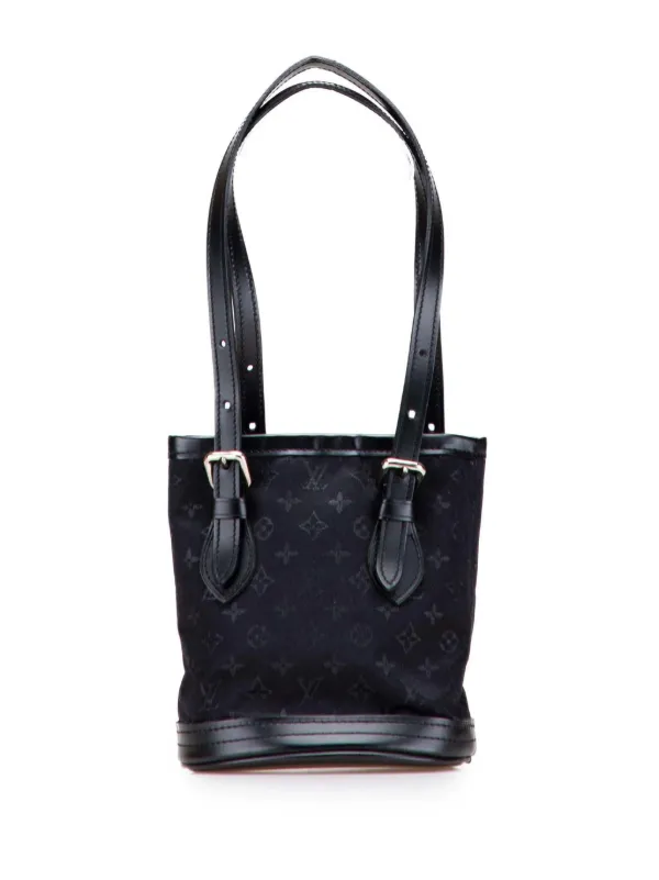 Louis Vuitton Pre-owned 2001 Monogram Mini Satin Bucket Bag in Black