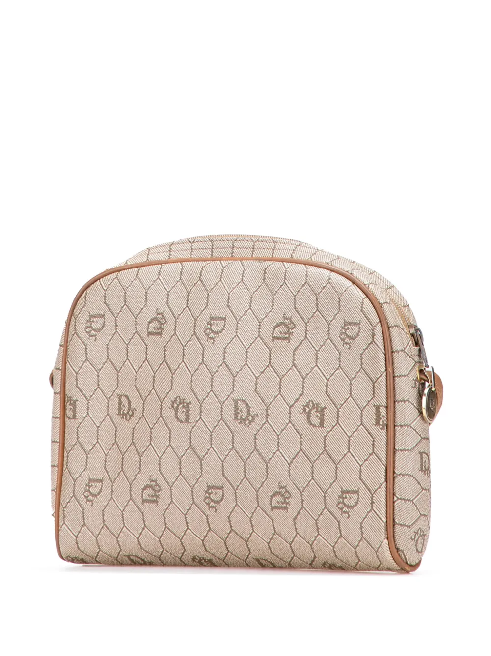 Pre-owned Dior 20th Century Honeycomb Coated Canvas Crossbody Bag In Brown