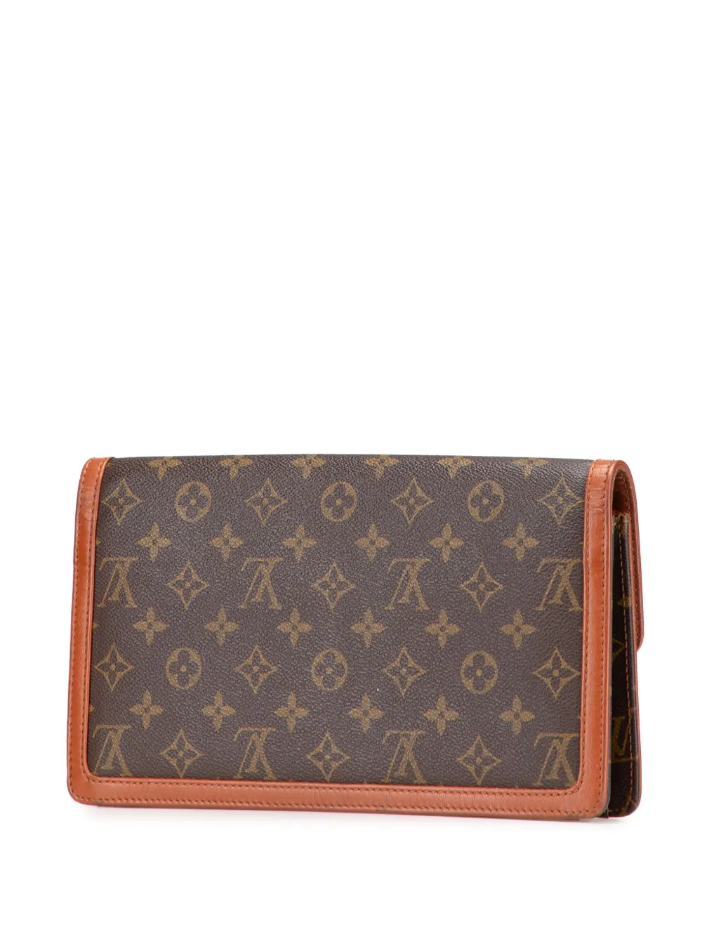 Pre-owned Louis Vuitton 1990 Monogram Pochette Dame Gm Clutch Bag In Brown