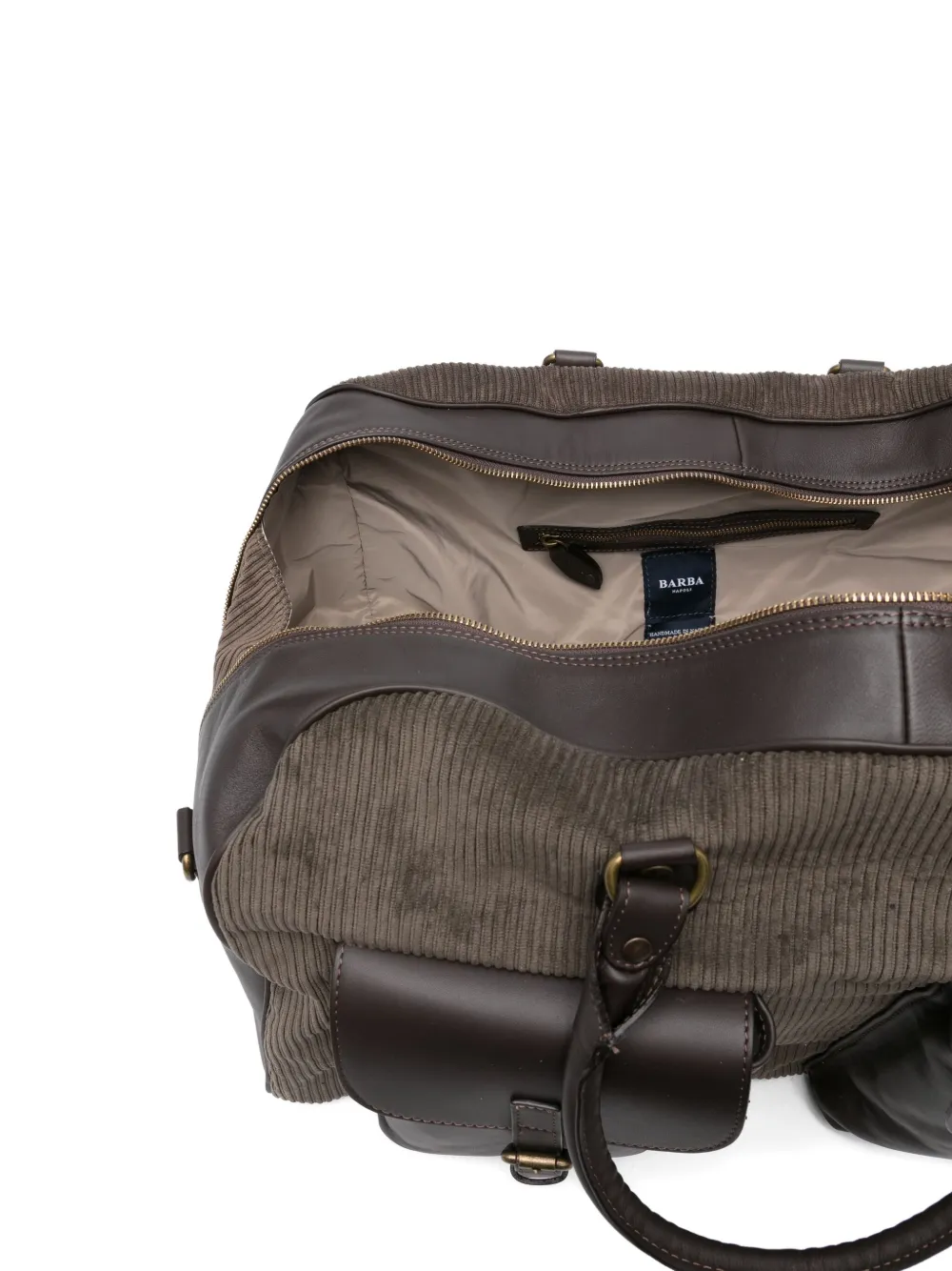 Barba Napoli Corduroy Leather-trimmed Duffle Bag In Brown