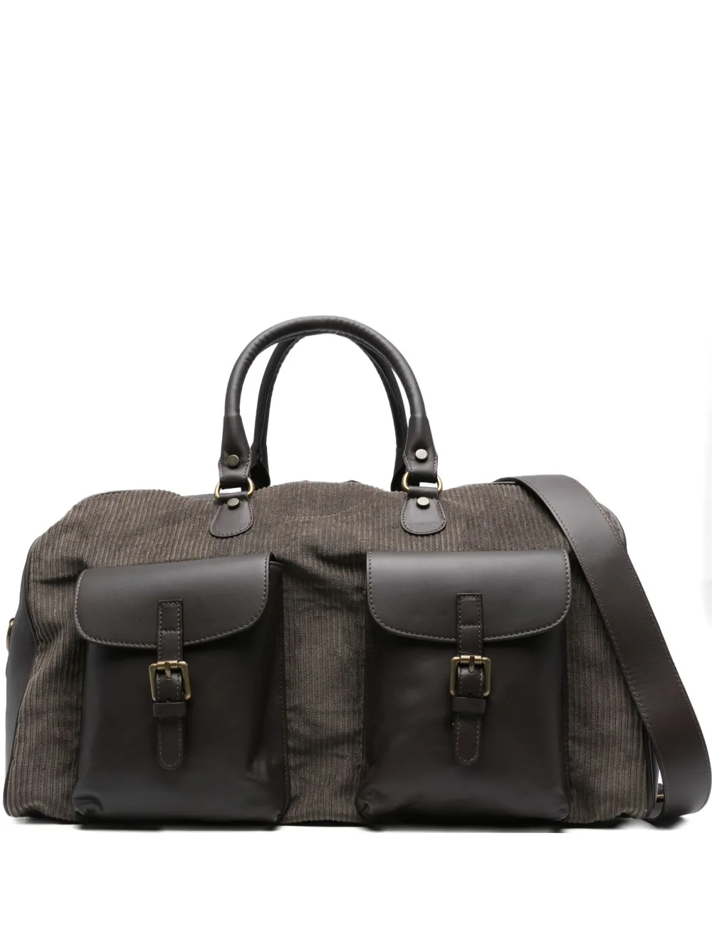 Barba corduroy leather-trimmed duffle bag | Brown | Image 1