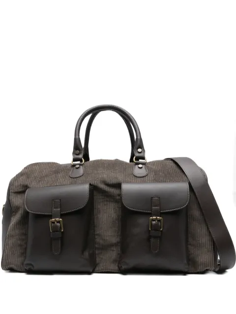 Barba corduroy leather-trimmed duffle bag