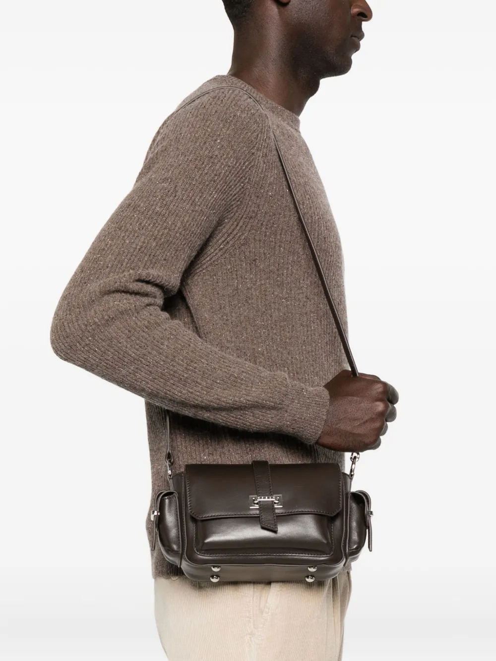 Hogan flap leather shoulder bag - Bruin