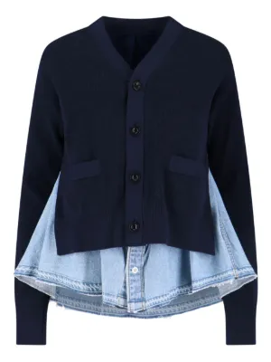 sacai ネイビー カーディガン フリルデザイン sacai ネイビー カーディガン フリルデザイン sacaiのハイブリッド