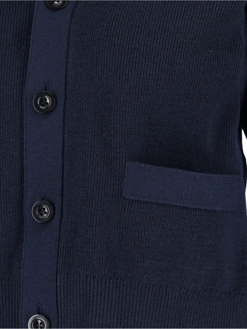 sacai buttoned denim-layered cardigan Blauw