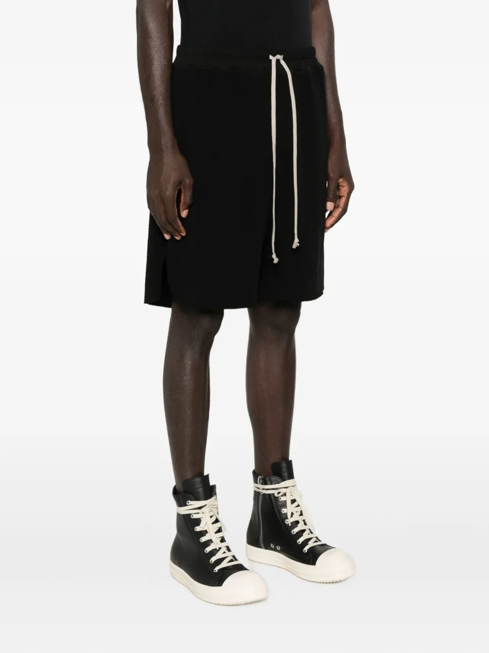 Rick Owens Cotton Pusher Shorts In Black