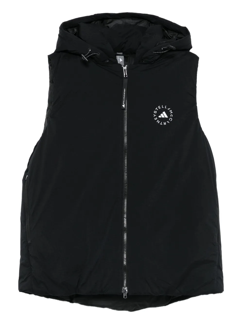 adidas by Stella McCartney hooded zip-front waistcoat - ブラック adidas by Stella McCartney hooded zip-front waistcoat - ブラック
