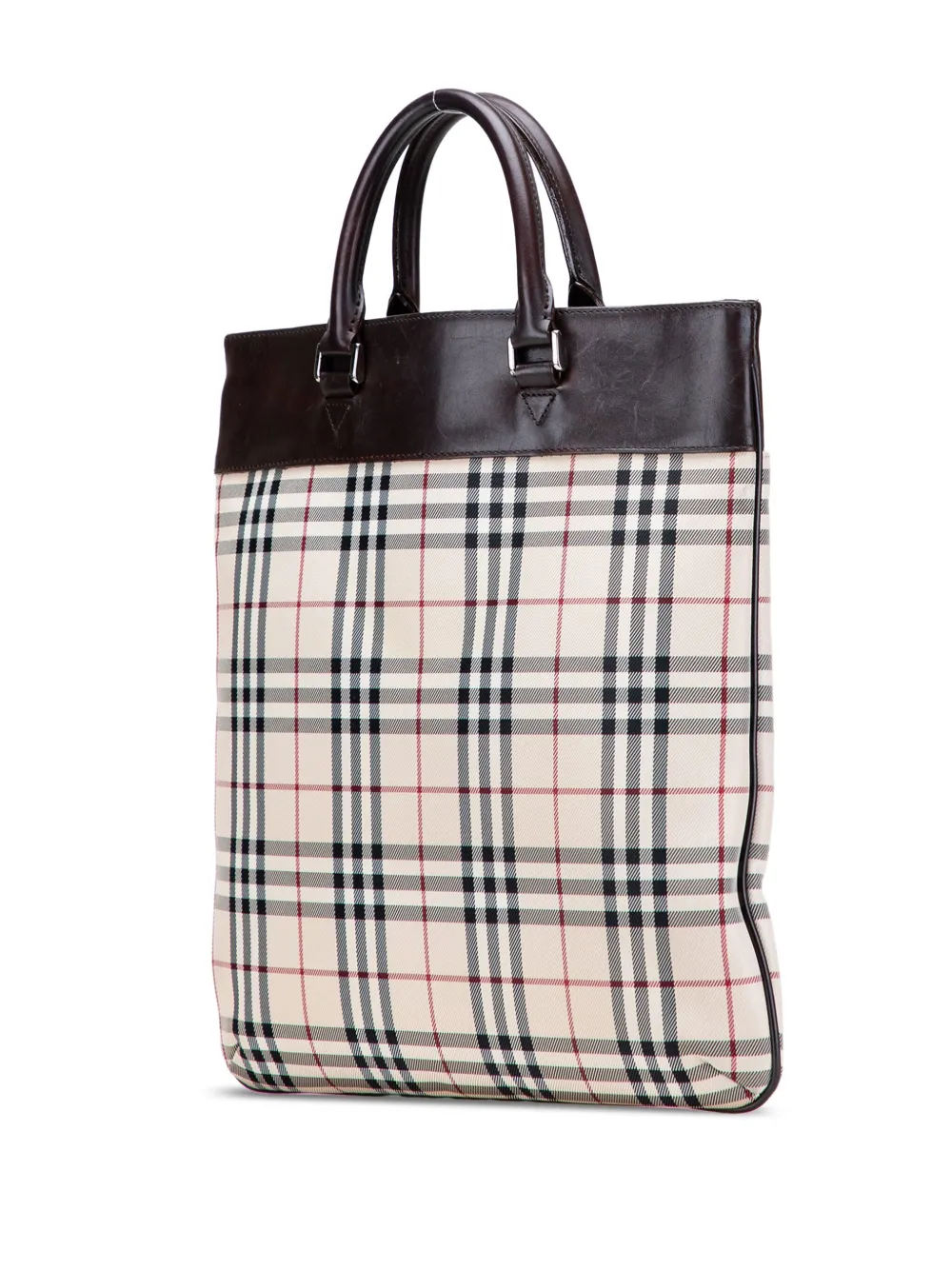 Pre-owned Burberry 2000-2017 House Check Canvas Tote Bag In Brown