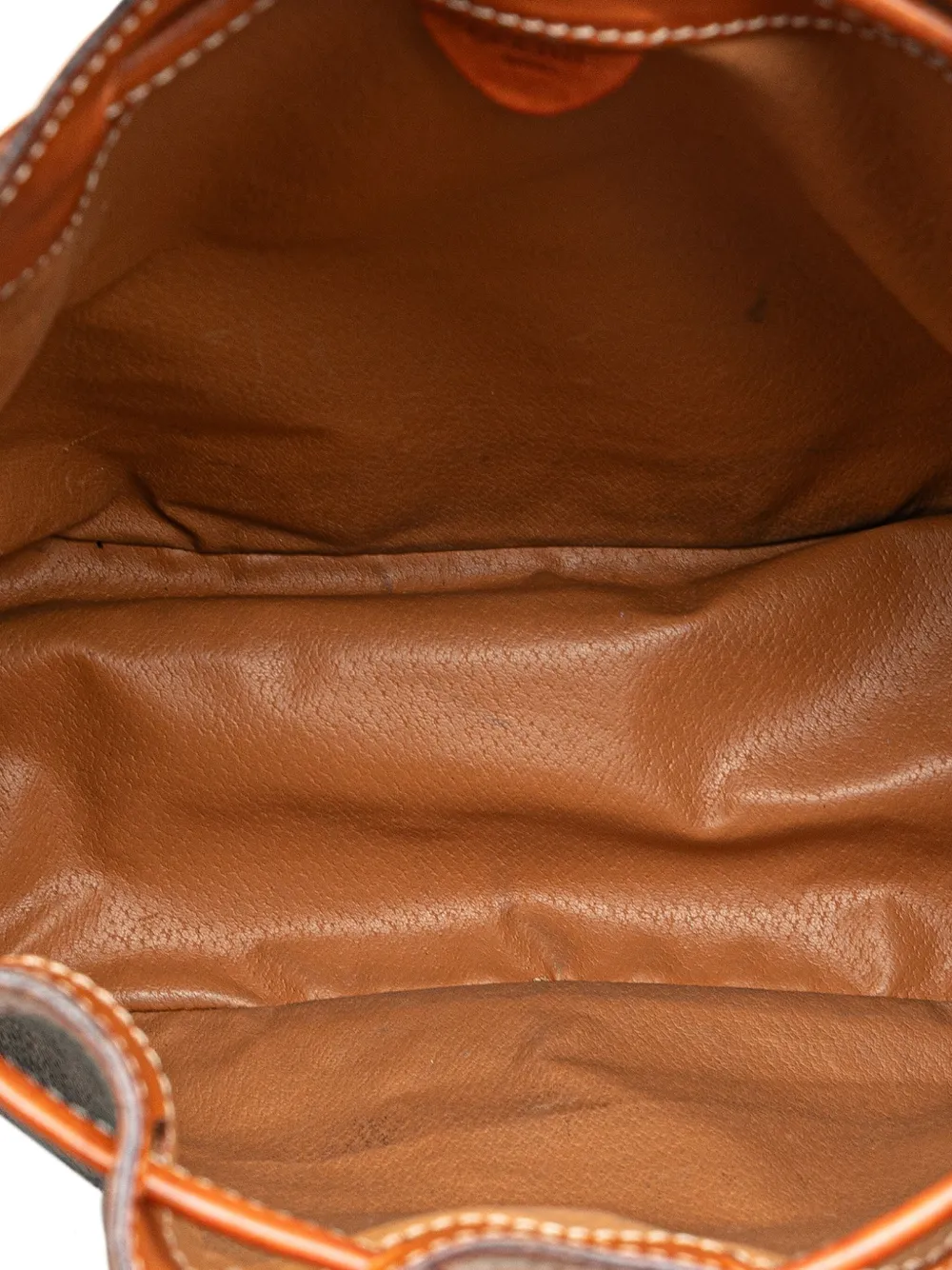 Pre-owned Celine 2009 Macadam Coated Canvas Drawstring Bucket Bag In Brown