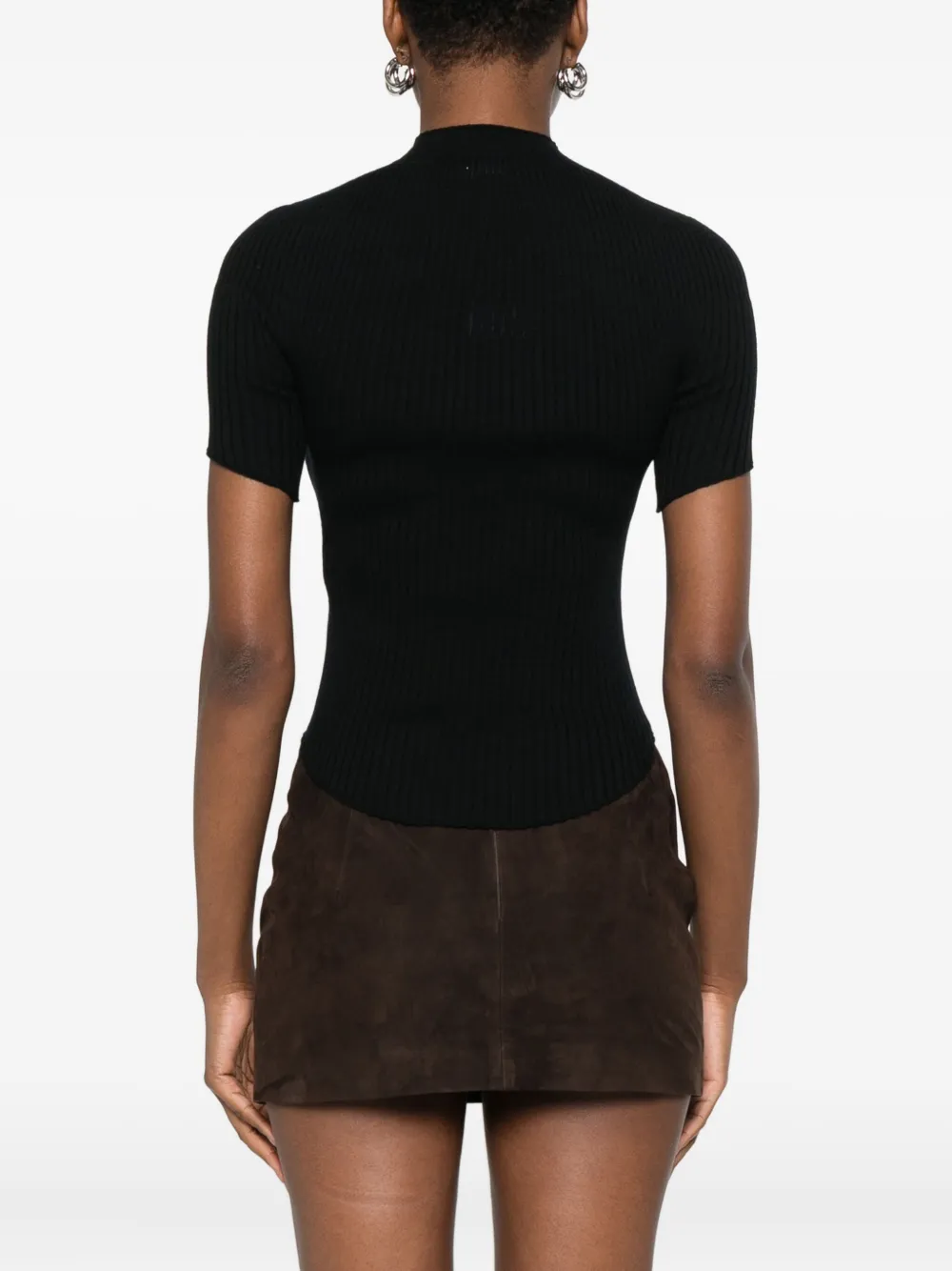 Courrèges Geribbeld T-shirt Zwart