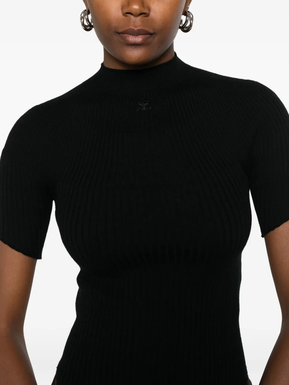 Courrèges Geribbeld T-shirt Zwart