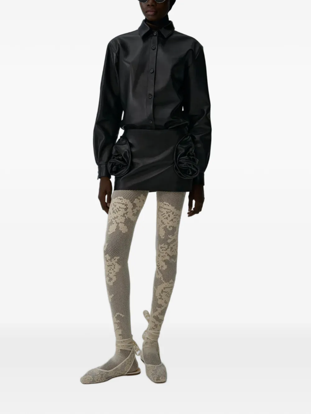 Magda Butrym leather mini skirt - Zwart