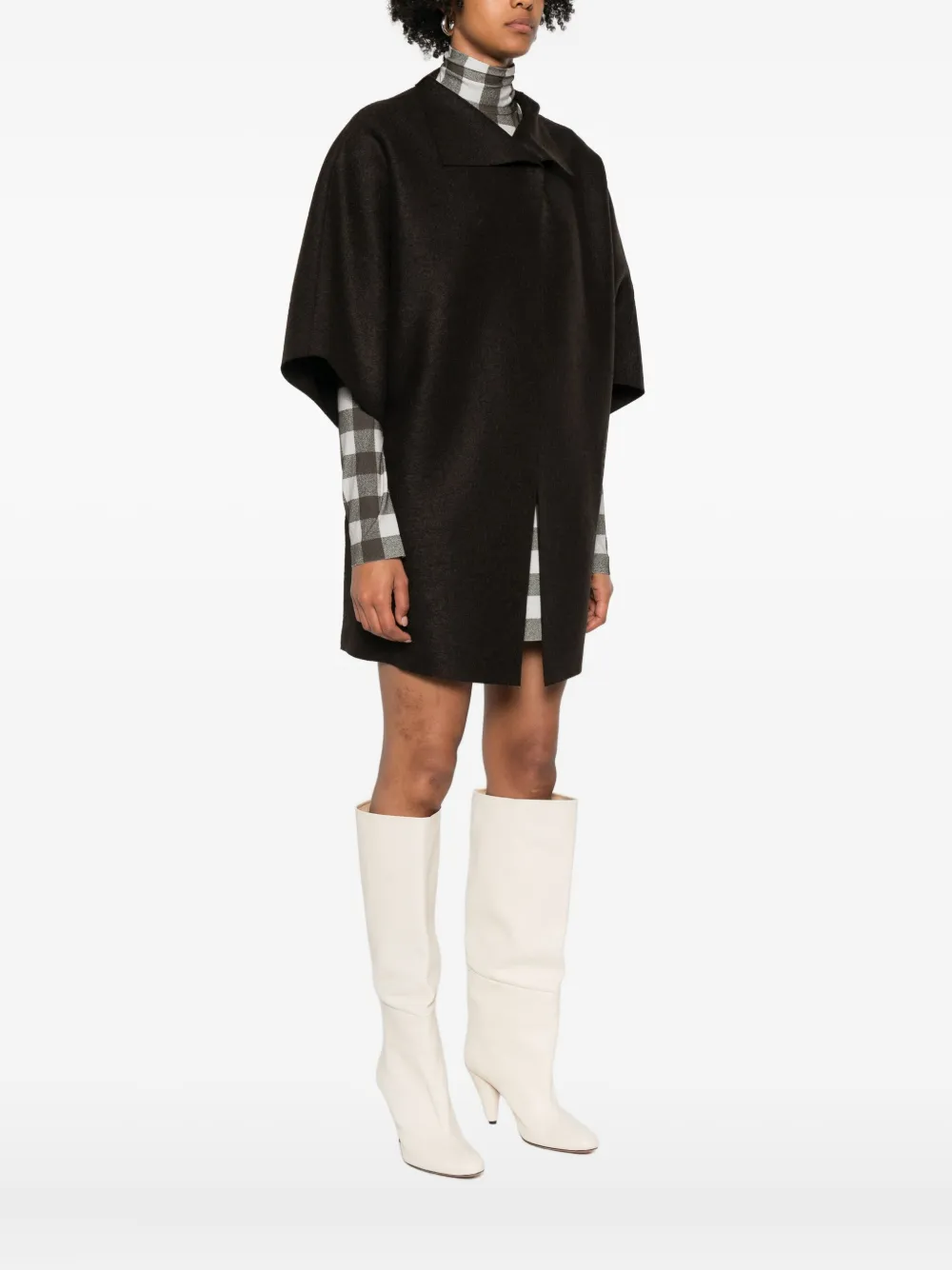 Harris Wharf London Short-sleeve Collared Coat In Brown