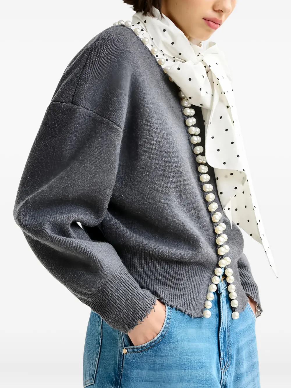 Essentiel Antwerp Vest verfraaid met parels Grijs