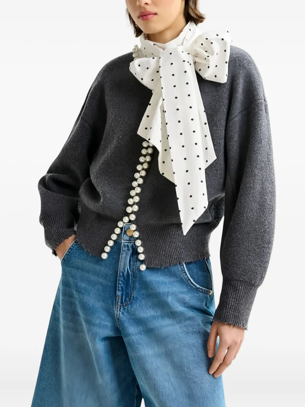 Essentiel Antwerp Vest verfraaid met parels Grijs