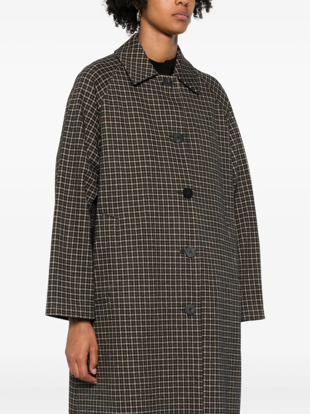 Harris Wharf London Checked Button Coat In Green