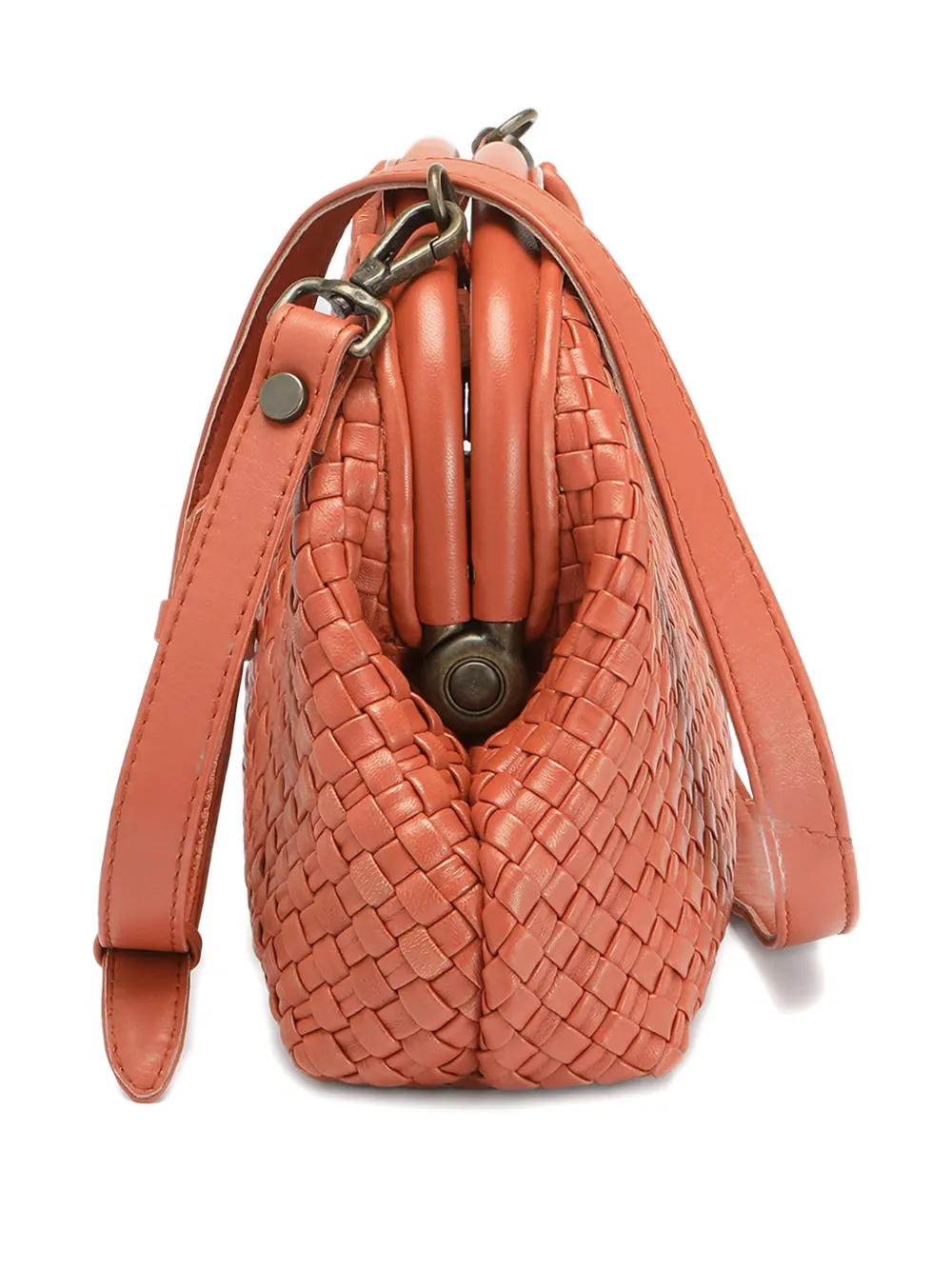Officine Creative Woven Leather Shoulder Bag In Orange