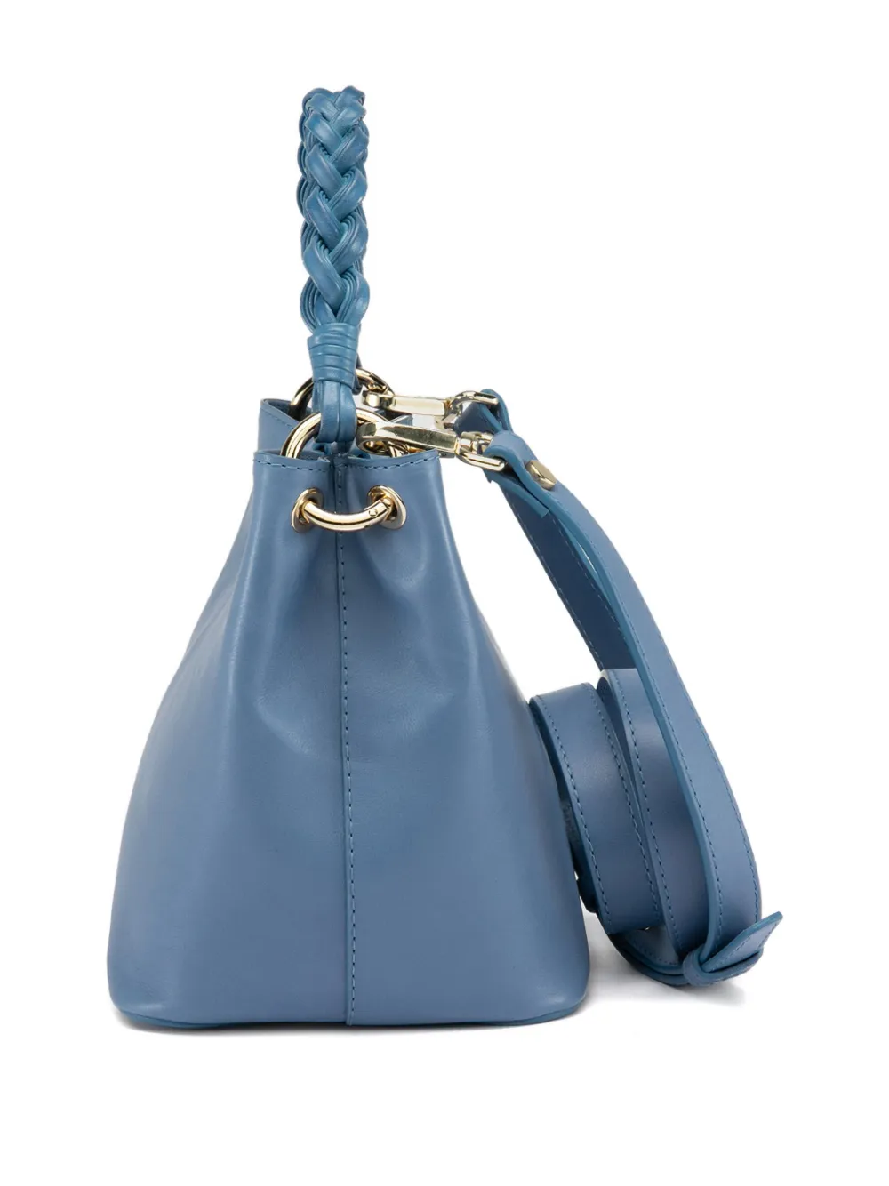 Officine Creative Nolita Braided-handle Bucket Bag In Blue