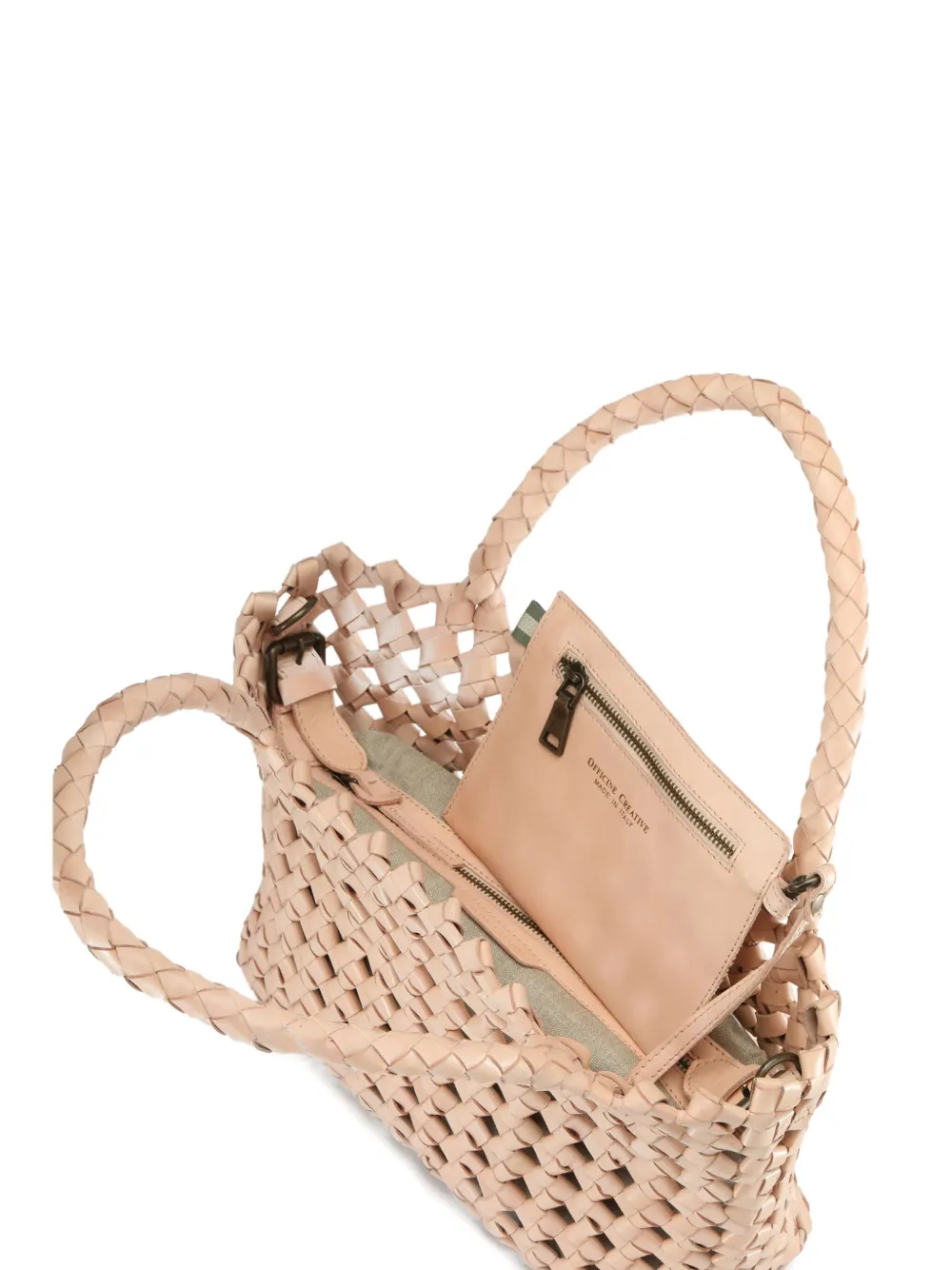 Officine Creative Class Woven Leather Shoulder Bag In Pink