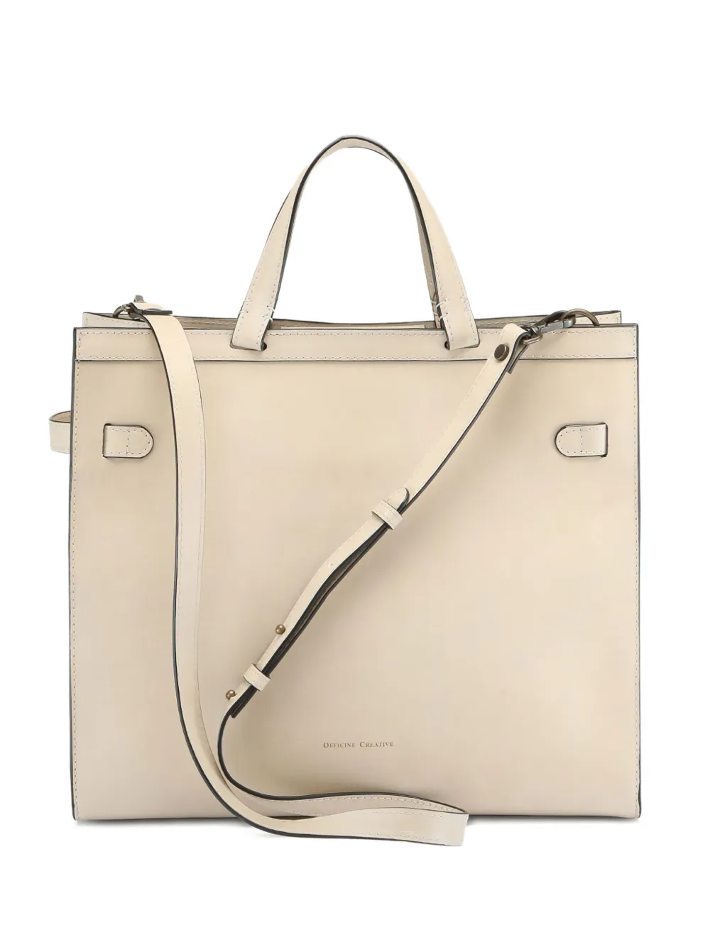 Officine Creative Buckle-fastening Leather Shoulder Bag In Neutral