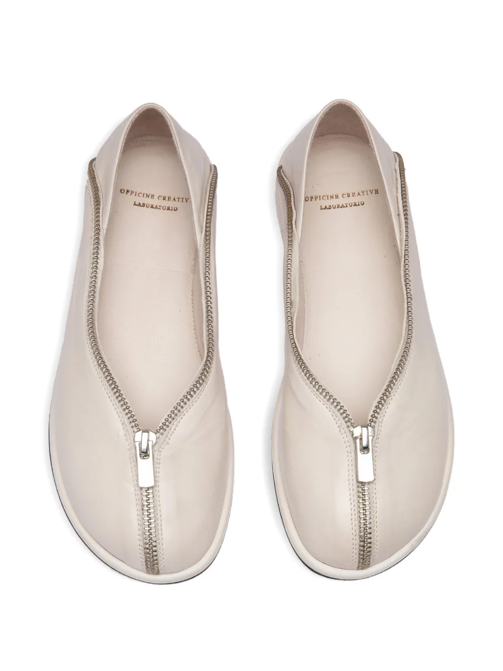 Officine Creative Zip-detail Leather Loafers In White