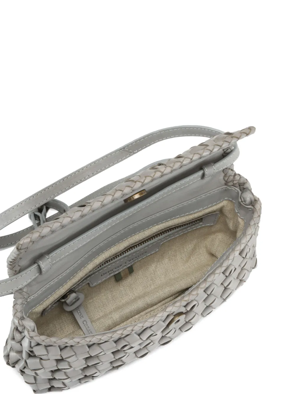 Officine Creative Class Woven Leather Shoulder Bag In Gray