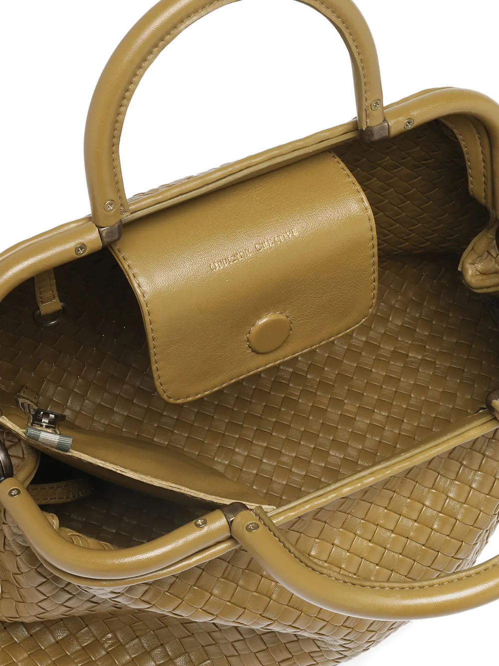 Officine Creative Helen Woven Top-handle Shoulder Bag In Green